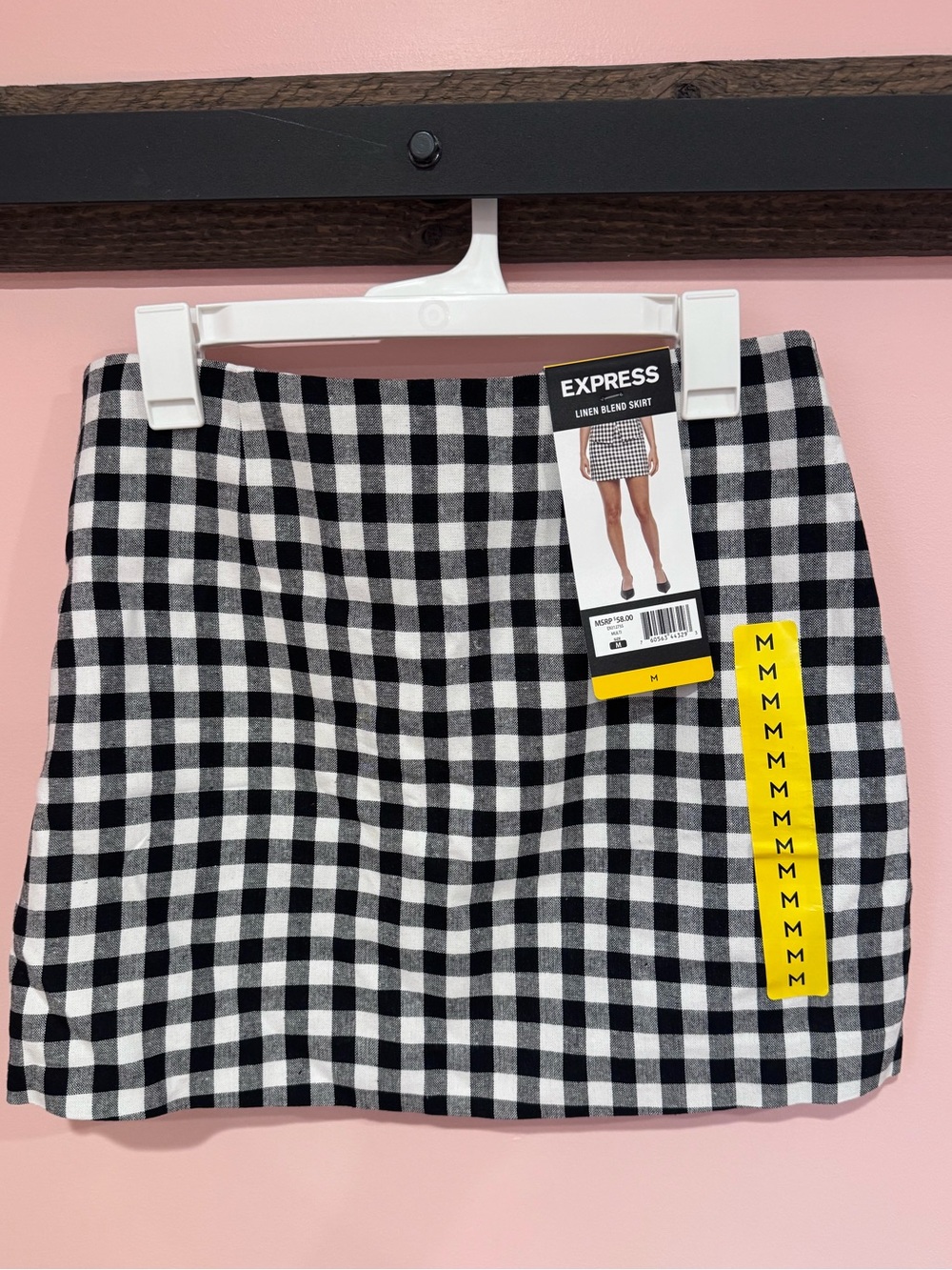 Express Black and White Gingham Mini Skirt